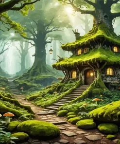 Fantasy Cabin In The Woods Diamond Painting