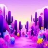 Purple Cactus Desert Diamond Painting