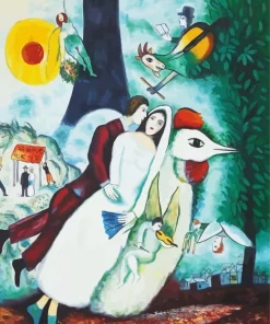 The Bridal Pair With The Eiffel Tower Diamond Painting