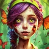 Zombie Cartoon Butterfly Girl Diamond Painting