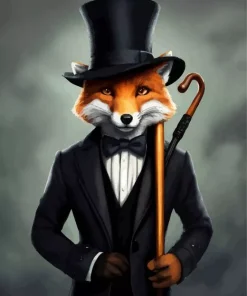 Aesthetic Gentleman Fox Diamond Painting
