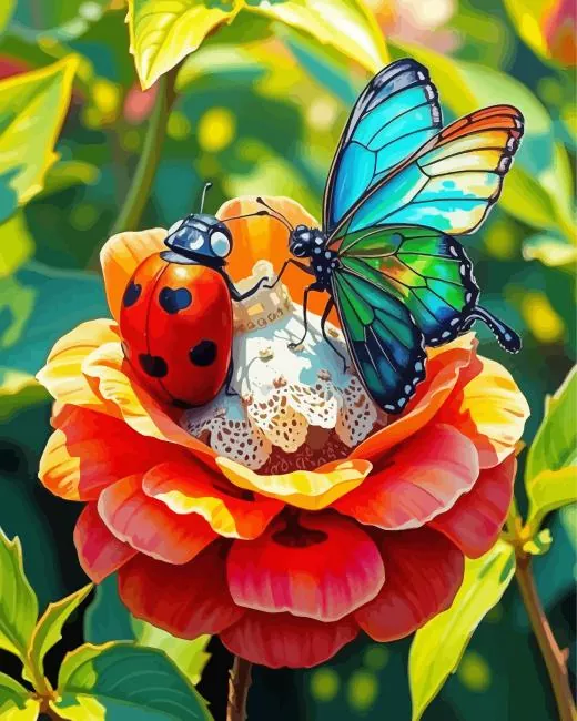 butterfly and ladybug Diamond Paintings Butterfly And Ladybug Diamond Painting