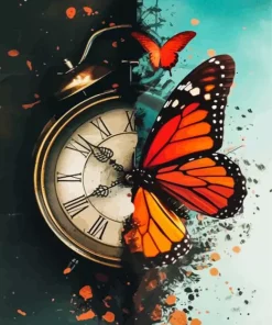 Butterfly Clock Art Diamond Painting