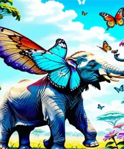 Butterfly Elephant Diamond Painting