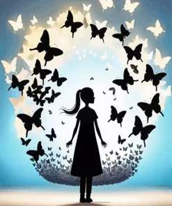 Butterfly Girl Silhouette Diamond Painting