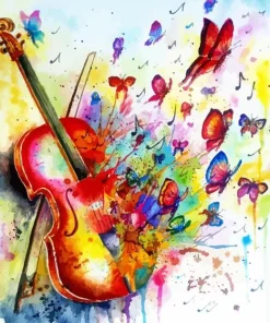 Butterfly Violin Art Diamond Painting
