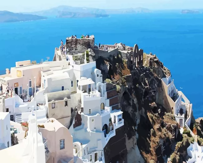 byzantine castle ruins santorini Diamond By Numbers Byzantine Castle Ruins Santorini Diamond Painting