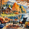 Cabin In Fall Diamond Painting