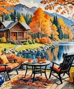 Cabin In Fall Diamond Painting