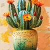 Cactus With Orange Flowers Diamond Painting