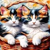 Calico Kittens In A Basket Diamond Painting