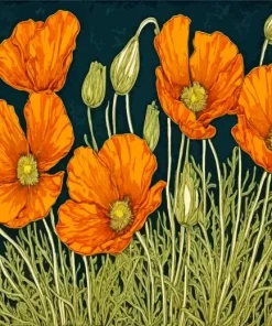 Orange California Poppies Diamond Painting
