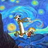 Calvin Hobbes Starry Night Diamond Painting