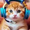 Cat Wearing Headphones Diamond Painting