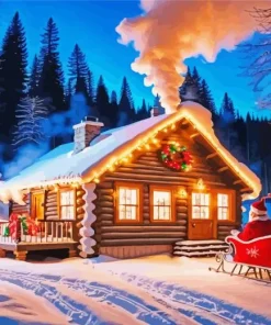 Christmas Cabin In The Woods Diamond Painting