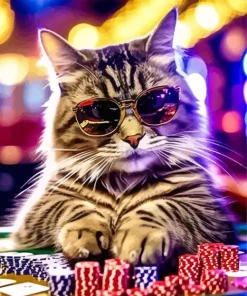 Cool Gambling Cat Diamond Painting