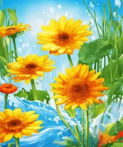 Gerbera Bloem Art Diamond Painting