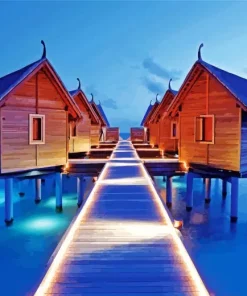 Maldive Huts Diamond Painting