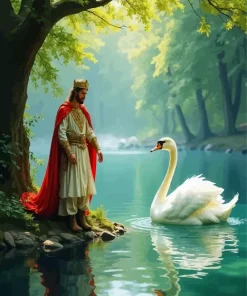 Man And Swan Diamond Painting