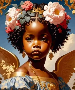 African Cherub Girl Diamond Painting