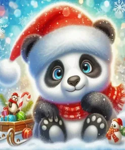 Baby Cartoon Christmas Panda Diamond Painting