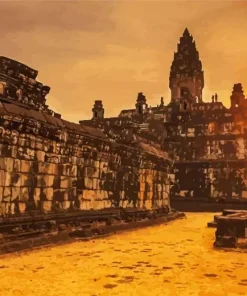 Bakong Temple Cambodia Sunset Diamond Painting