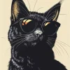 Black Cat Wearing Black Glasses Diamond Painting