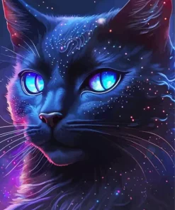 Black Cat With Galaxy Eyes Diamond Painting