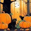 Black Cats And Pumpkins Diamond Painting