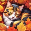 Calico Cat In Fall Leaves Diamond Painting