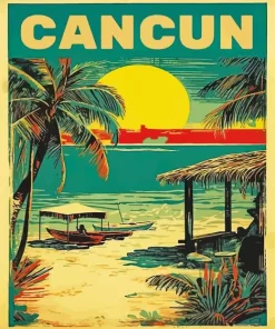 Cancun Mexico Vintage Poster Diamond Painting