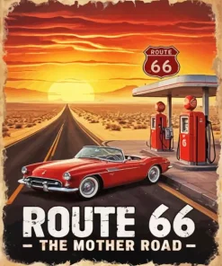 Car On Route 66 Diamond Painting