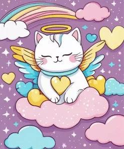 Cartoon Angel Cat Diamond Painting