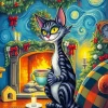 Cartoon Cat Drinking Tea Diamond Painting