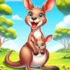 Cartoon Kangaroo In Pouch Diamond Painting