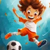 Cartoon Little Boy Footballer Diamond Painting