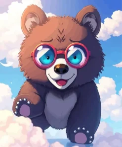 Cartoon Bear With Glasses Diamond Painting