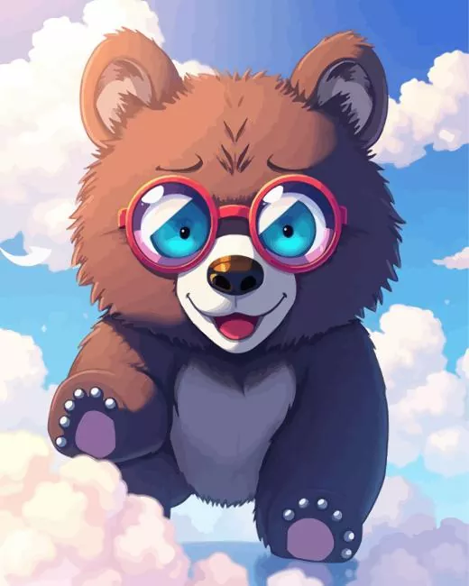 Cartoon bear with glasses Diamond Paintings Cartoon Bear With Glasses Diamond Painting
