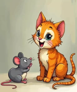 Cartoon Cat And Mouse Art Diamond Painting