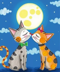 Cartoon Cats Kissing Diamond Painting