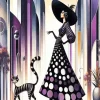 Cat And Stylish Woman Diamond Painting