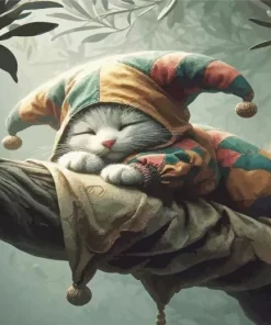 Cat Nap On Tree Branch Diamond Painting