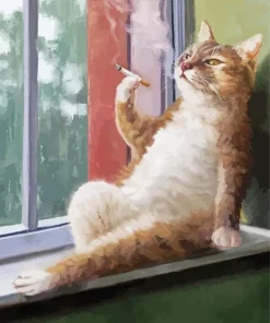 Cat Smoking Cigarette Diamond Painting