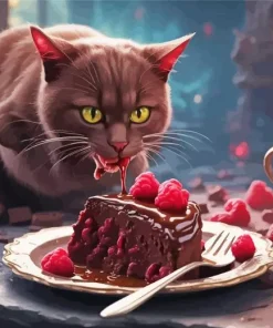 Cat Eating Cake Diamond Painting