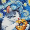 Cat Eating Donut Diamond Painting