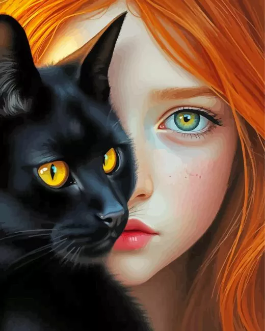 Cat eyes and girl Diamond Paintings Cat Eyes And Girl Diamond Painting