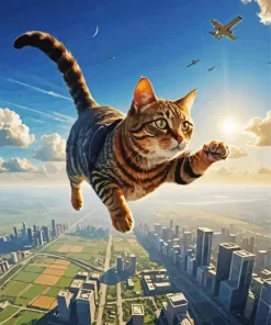 Cat Flying In The Sky Diamond Painting