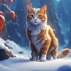Cat In Snow Diamond Painting