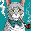Cat Smoking Pipe Diamond Painting