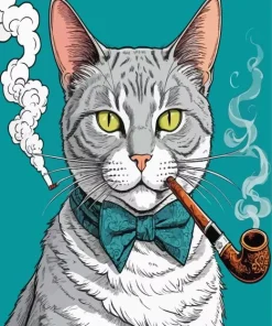Cat Smoking Pipe Diamond Painting